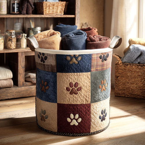Rusted Trail Paws Quilted Laundry Basket NCU0NTV597