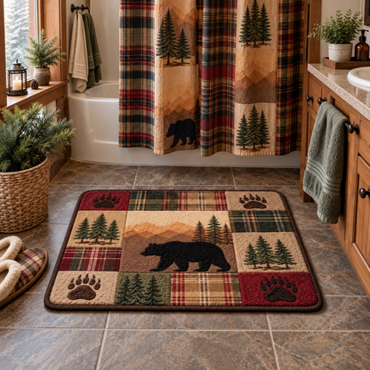 Rustic Bear Trail Bathroom Mat NCU0DQQ0665