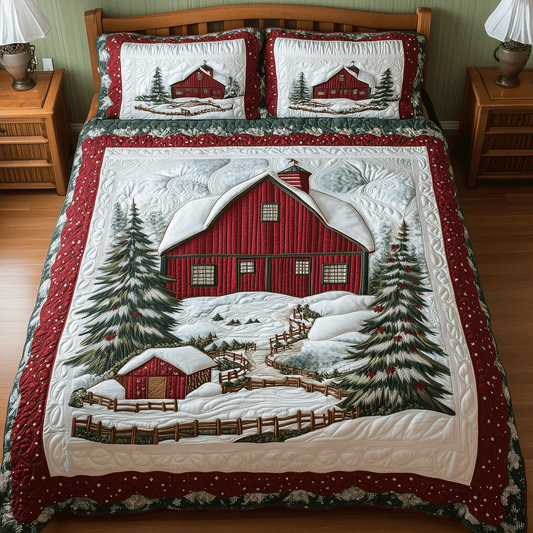 Rustic Christmas Retreat 3-Piece Quilted Bedding Set NCU0TH2194