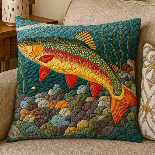 Rustic Fishing Quilted Pillow Case NCU0NNT1926
