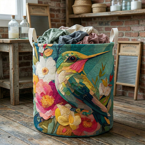Rustic Floral Quilted Laundry Basket NCU0NNT3030