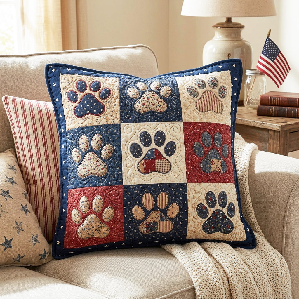 Rustic Pawprint Quilted Pillow Case NCU0NTV1064
