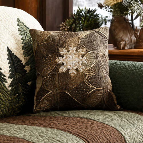 Rustic Snowflake Quilted Pillow Case NCU0DV2443