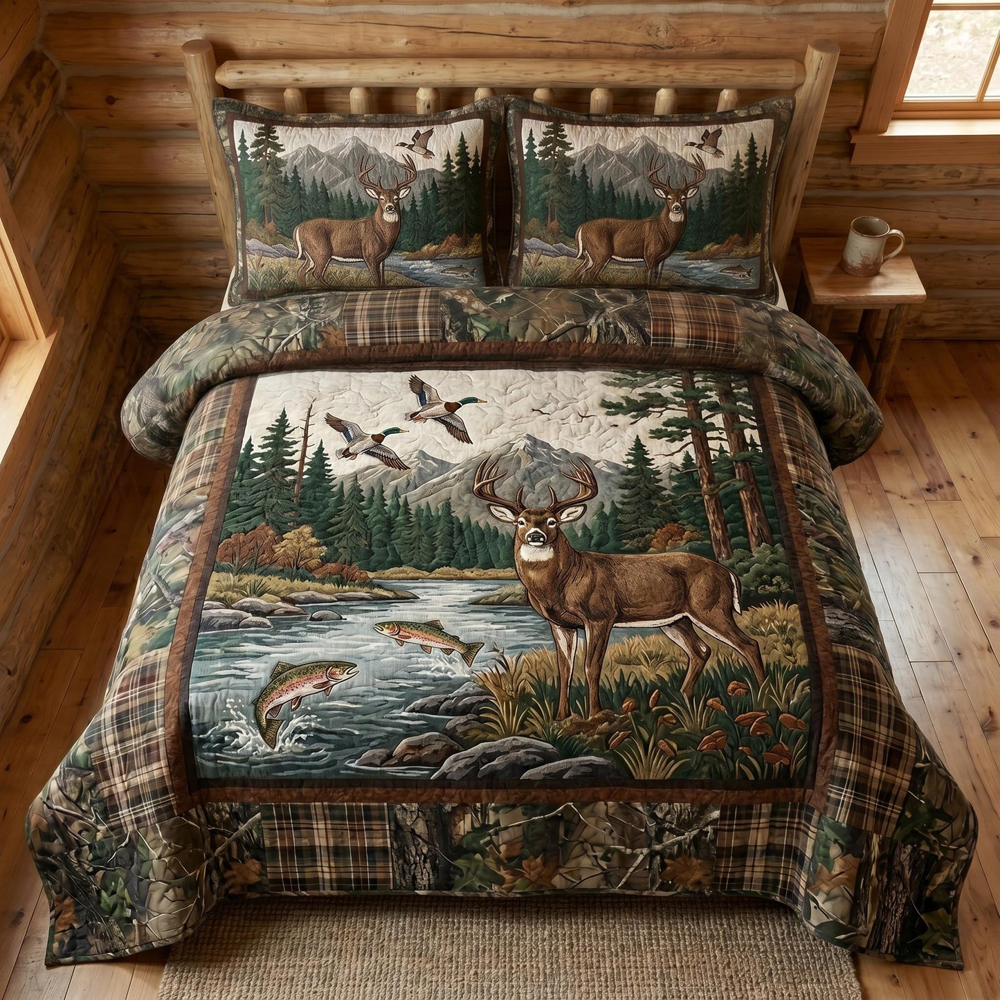 Rustic Wilderness 3-Piece Quilted Bedding Set NCU0DV2150