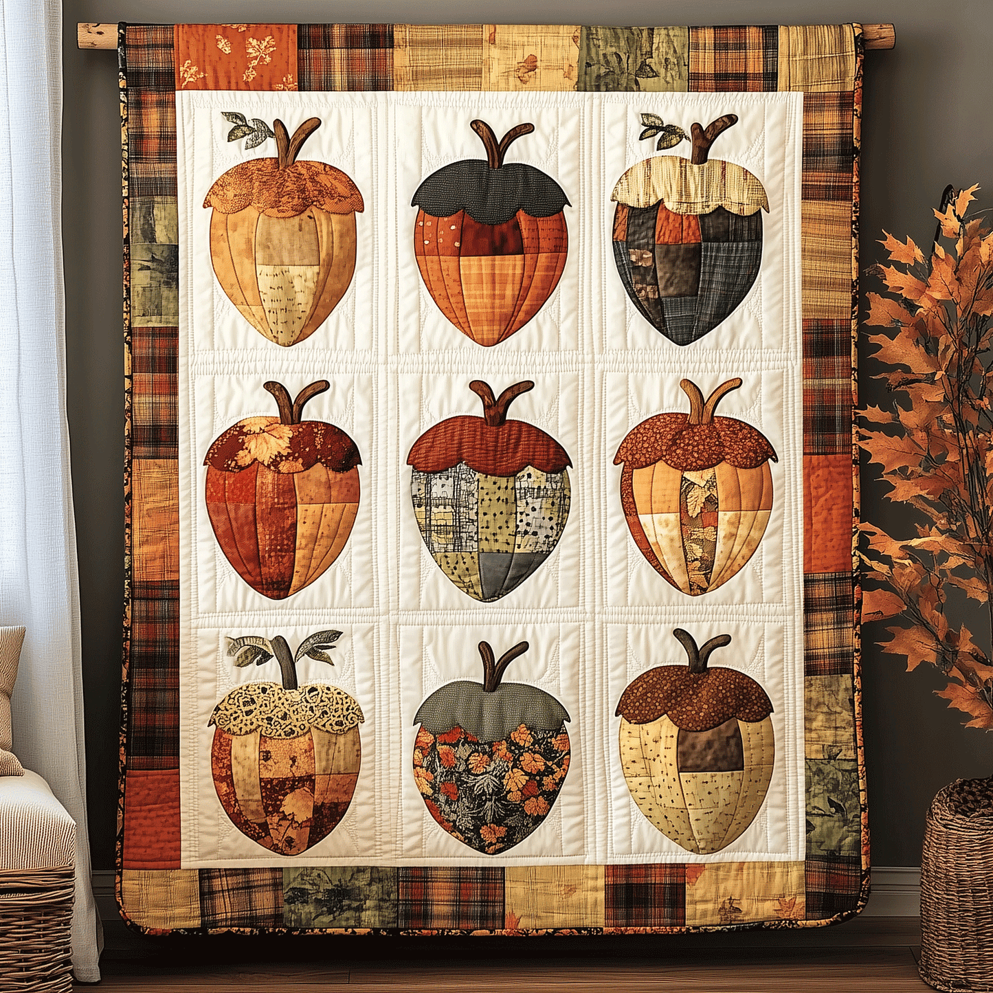 Rustic Acorn Quilted Blanket NCU0TH1865