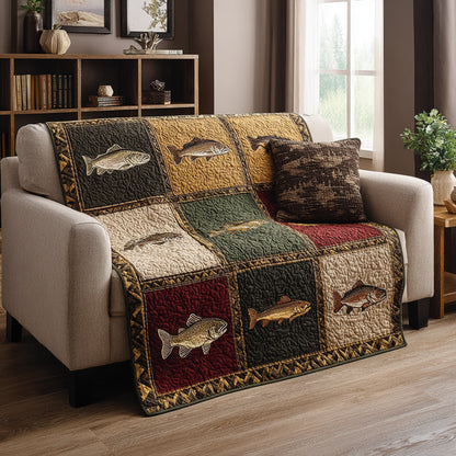Rustic Angler Patch Quilted Blanket NCU0LDH824