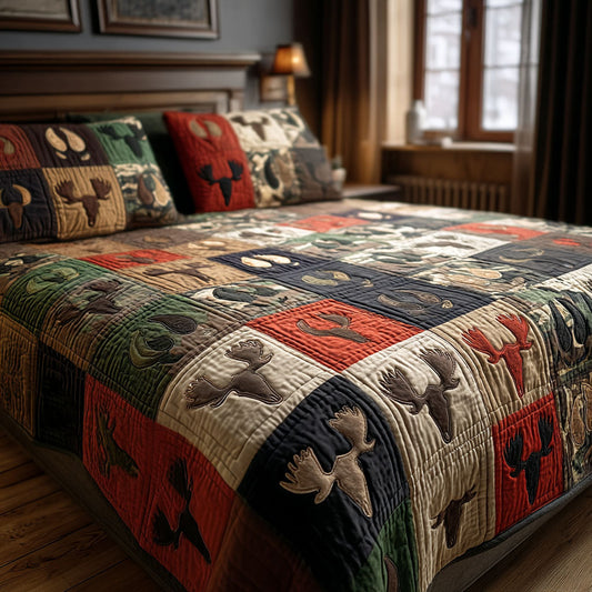 Rustic Antler Mosaic 3-Piece Quilted Bedding Set NCU0PTT2960