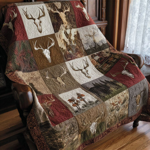 Rustic Antler Woods Quilted Blanket NCU0PTT2375