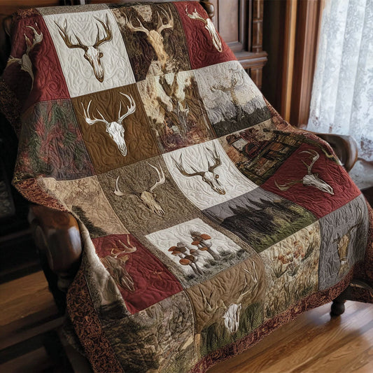 Rustic Antler Woods Quilted Blanket NCU0PTT2375