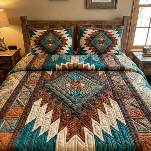 Rustic Arrow Diamond 3-Piece Quilted Bedding Set NCU0NXD1203
