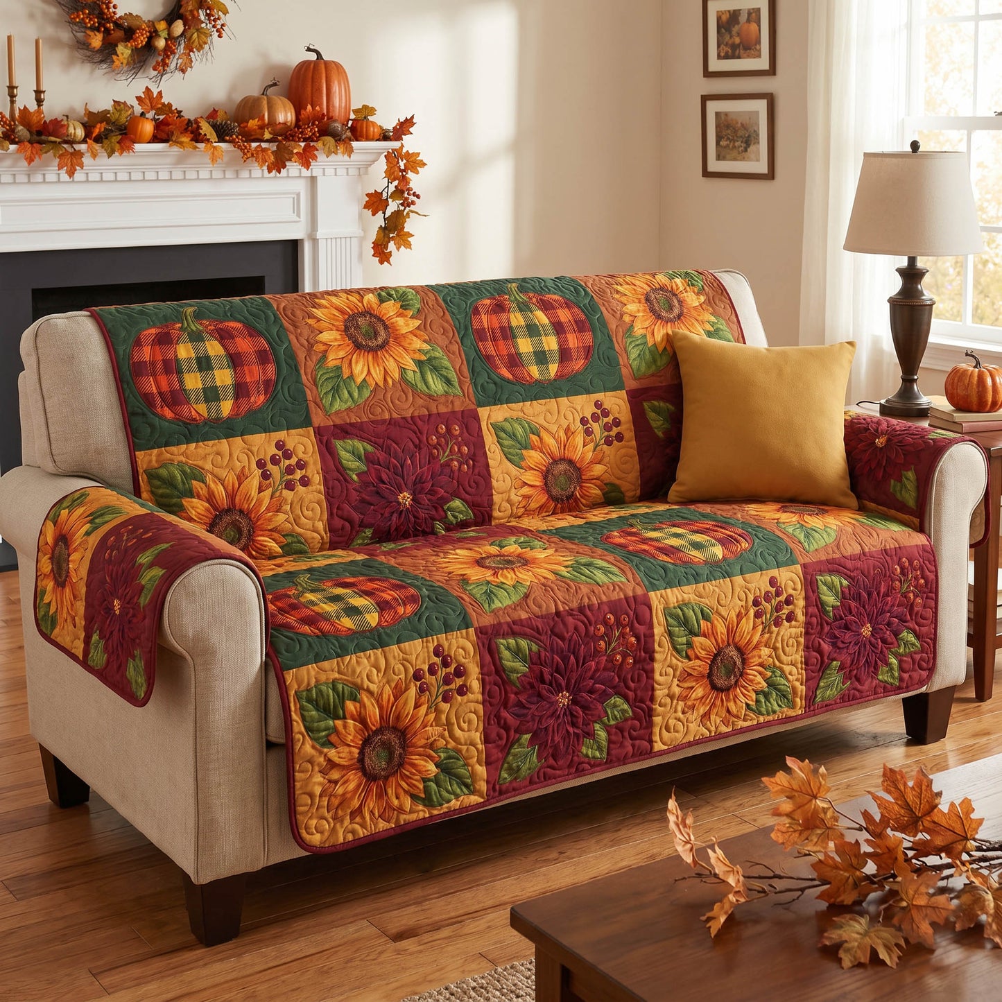 Rustic Autumn Quilted Sofa Cover NCU0NTD2013