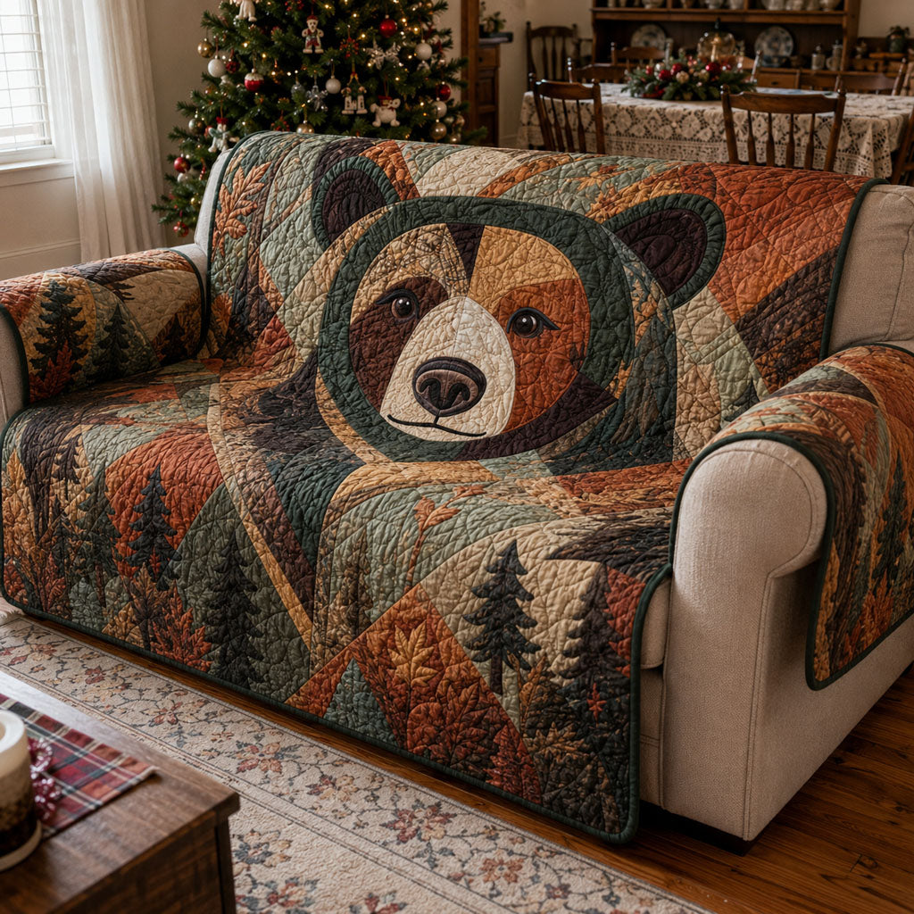Rustic Bear Haven Quilted Sofa Cover NCU0PTT3432