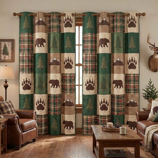 Rustic Bear Plaid Curtains NCU0NTV938