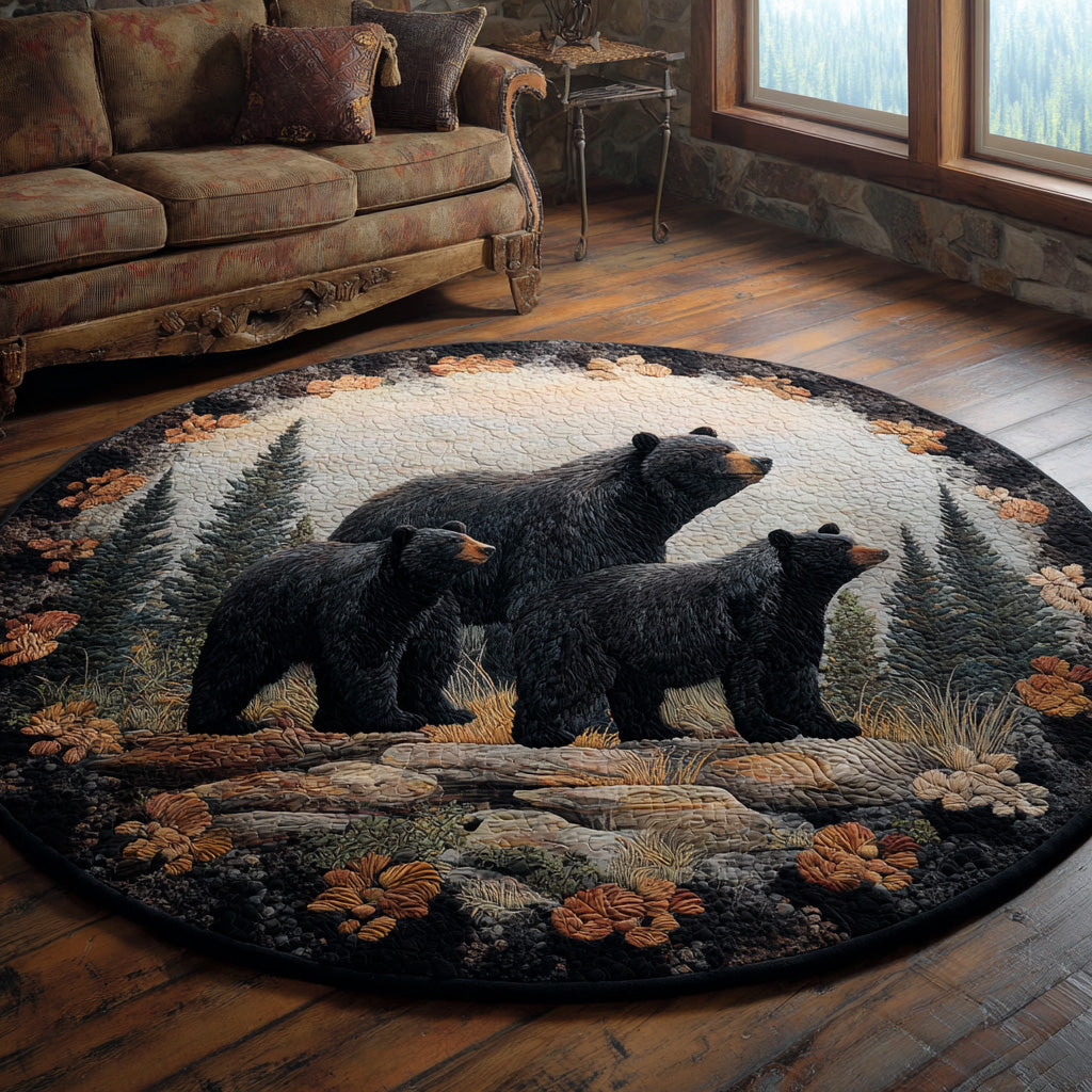 Rustic Bear Quilted Round Mat NCU0DV1045
