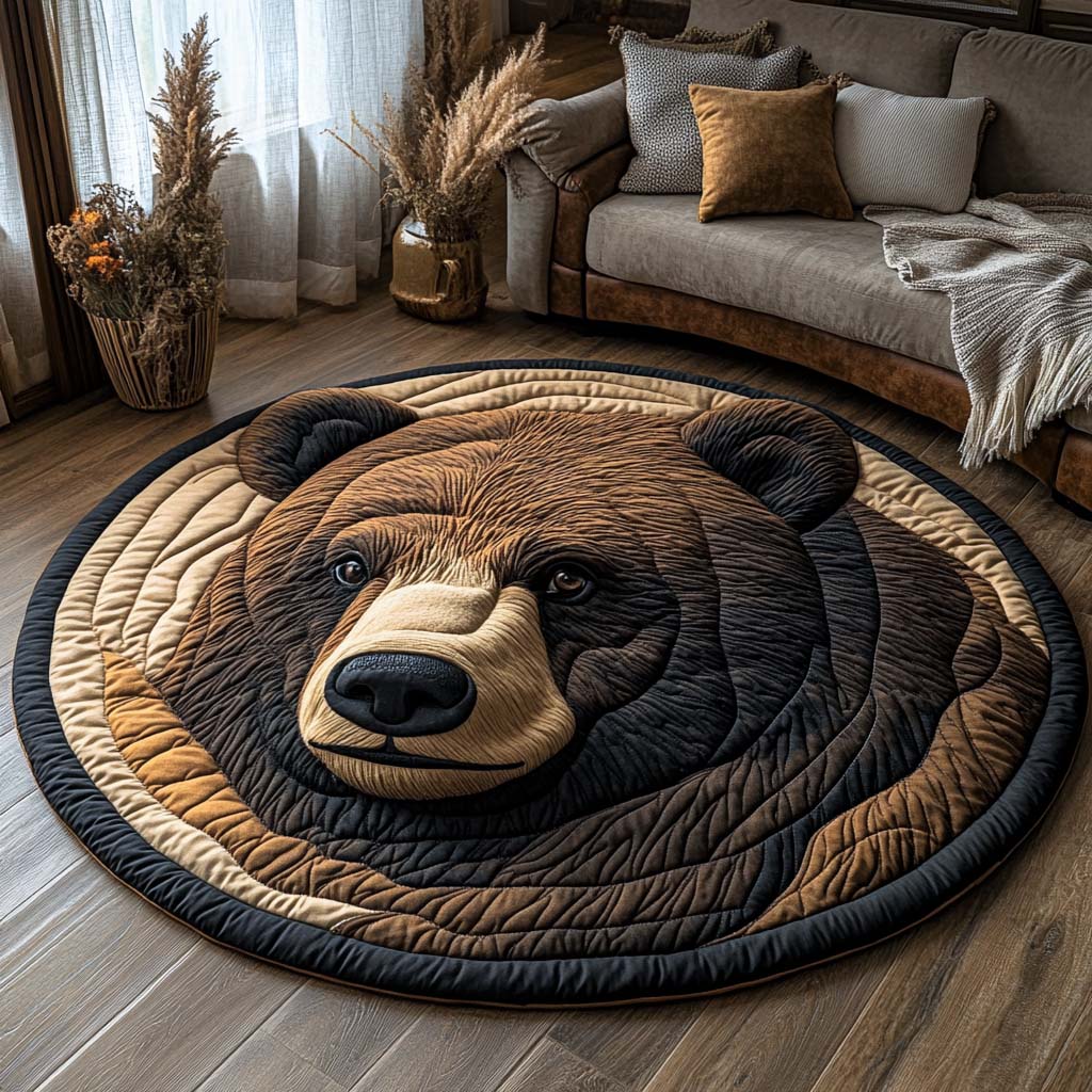 Rustic Bear Quilted Round Mat NCU0NNL179