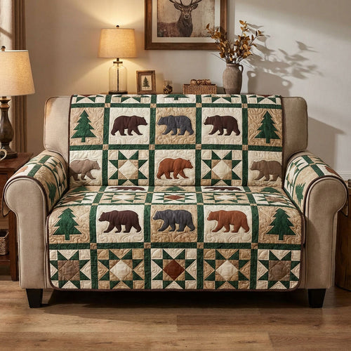Rustic Bear Quilted Sofa Cover NCU0NTD1618