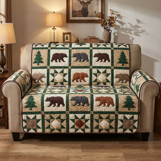 Rustic Bear Quilted Sofa Cover NCU0NTD1618