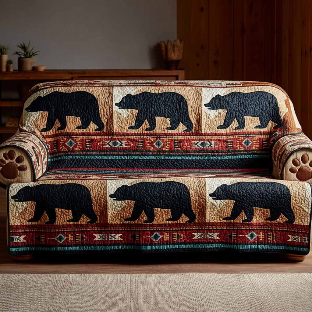 Rustic Bear Quilted Sofa Cover NCU0NXD1490