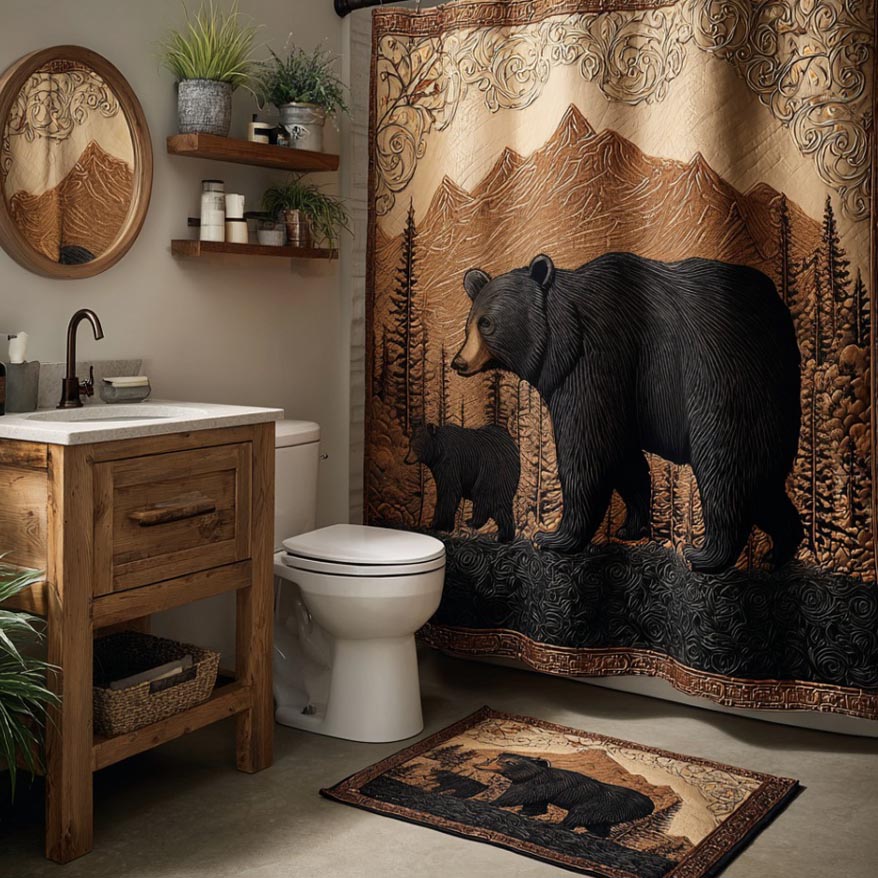 Rustic Bear Shower Curtain NCU0DV1972