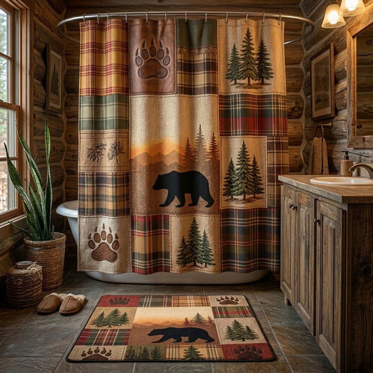Rustic Bear Trail Shower Curtain NCU0DQQ0665