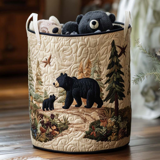 Rustic Bear Vibe Quilted Laundry Basket NCU0NNT1218