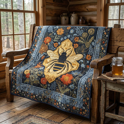 Rustic Bee Meadow Quilted Blanket NCU0HNH1180