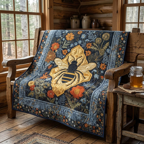 Rustic Bee Meadow Quilted Blanket NCU0HNH1180