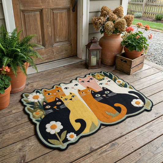 Rustic Blooms and Kitty Dooms Custom Shape Doormat NCU0PTT3049