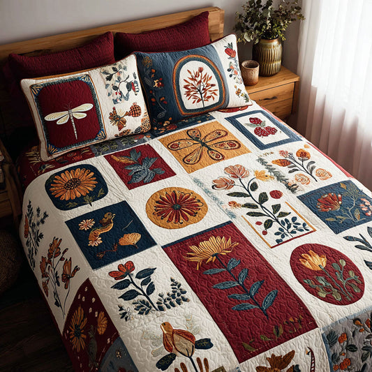 Rustic Blossoms 3-Piece Quilted Bedding Set NCU0PTT661