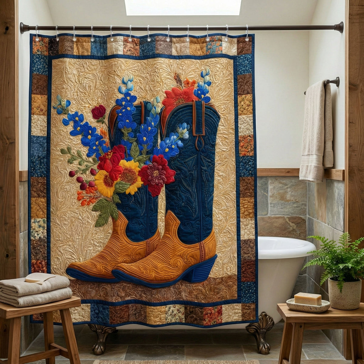 Rustic Boot Bouquet Shower Curtain NCU0NNT3015