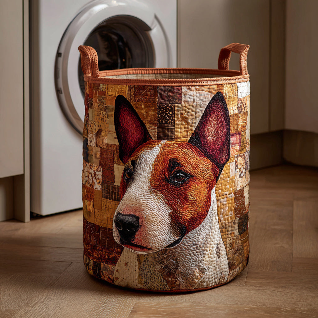 Rustic Bull Terrier Quilted Laundry Basket NCU0HNH643
