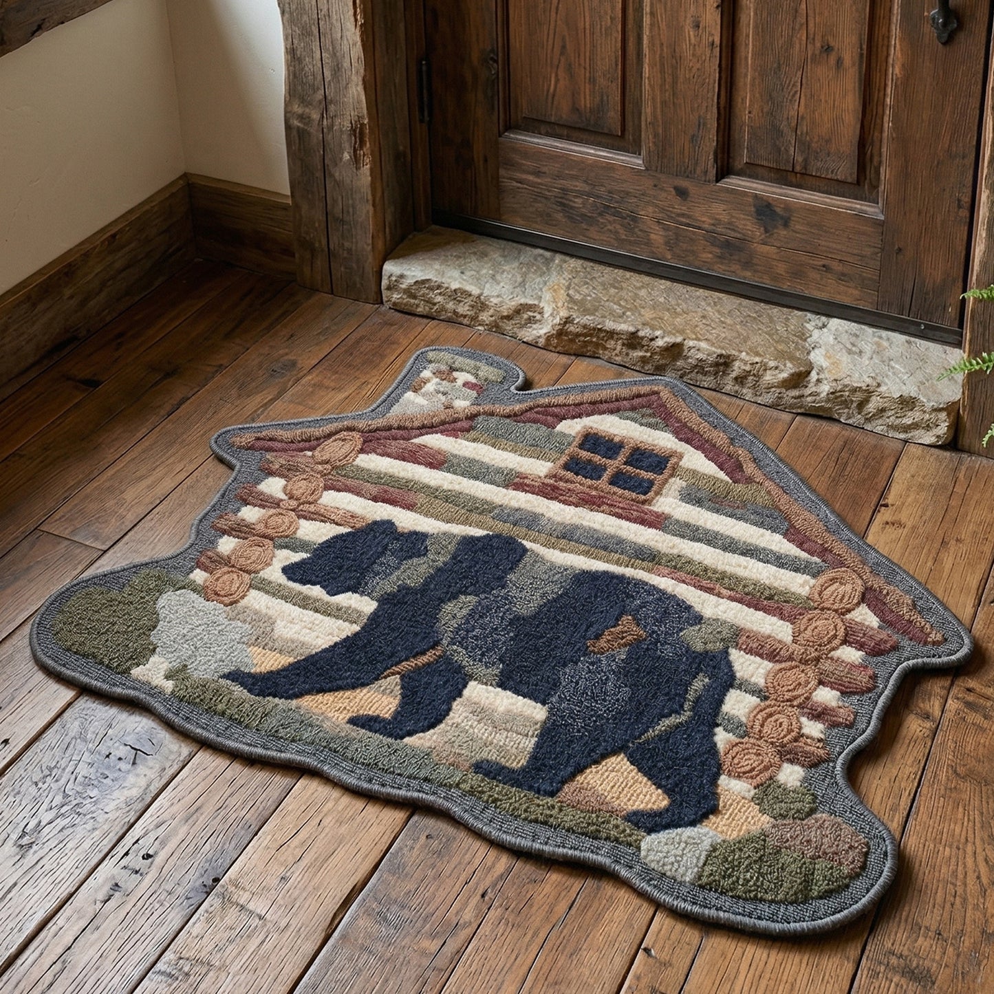 Rustic Cabin Bear Custom Shape Doormat NCU0NNT3134