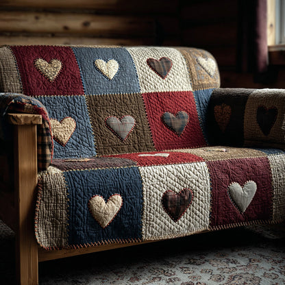 Rustic Cabin Heart Quilted Sofa Cover NCU0LDH116