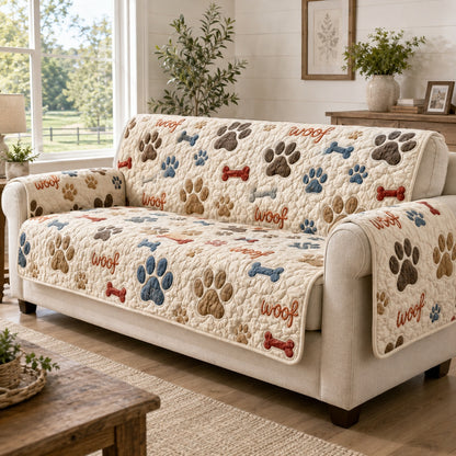 Rustic Canine Tracks Quilted Sofa Cover NCU0PVL1016