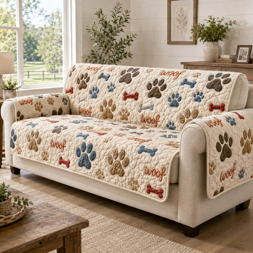 Rustic Canine Tracks Quilted Sofa Cover NCU0PVL1016