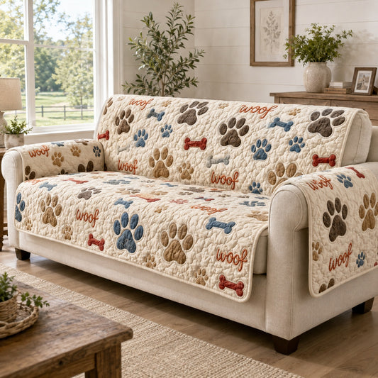 Rustic Canine Tracks Quilted Sofa Cover NCU0PVL1016