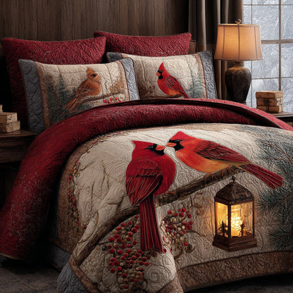 Rustic Cardinals 3-Piece Quilted Bedding Set NCU0DV1509