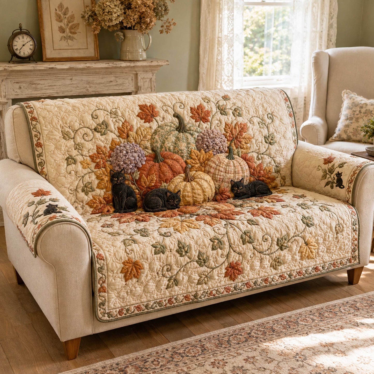 Rustic Cats Quilted Sofa Cover NCU0NTD2122