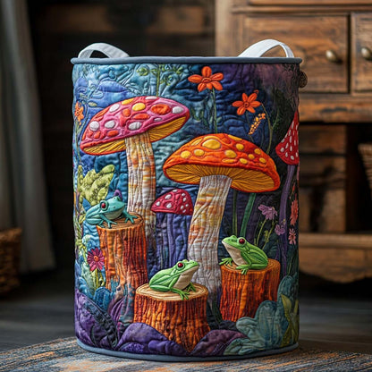 Rustic Cottage Mushrooms Quilted Laundry Basket NCU0NXD1063