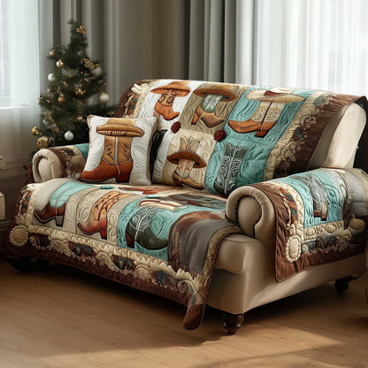 Rustic Cowboy Boot Quilted Sofa Cover NCU0HTT067