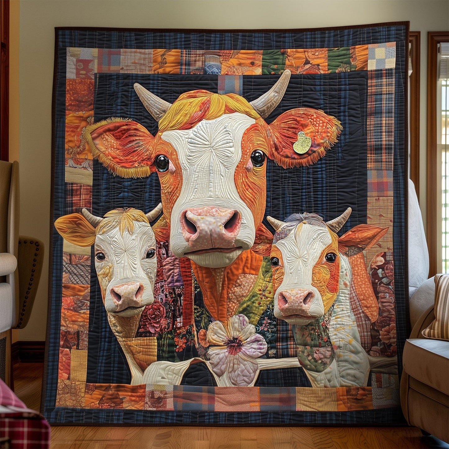 Rustic Cowscape Quilted Blanket NCU0TH1368