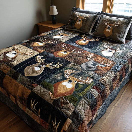 Rustic Deer 3-Piece Quilted Bedding Set NCU0NNT2644