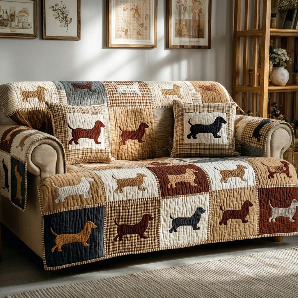 Rustic Dogs Quilted Sofa Cover NCU0LDH370