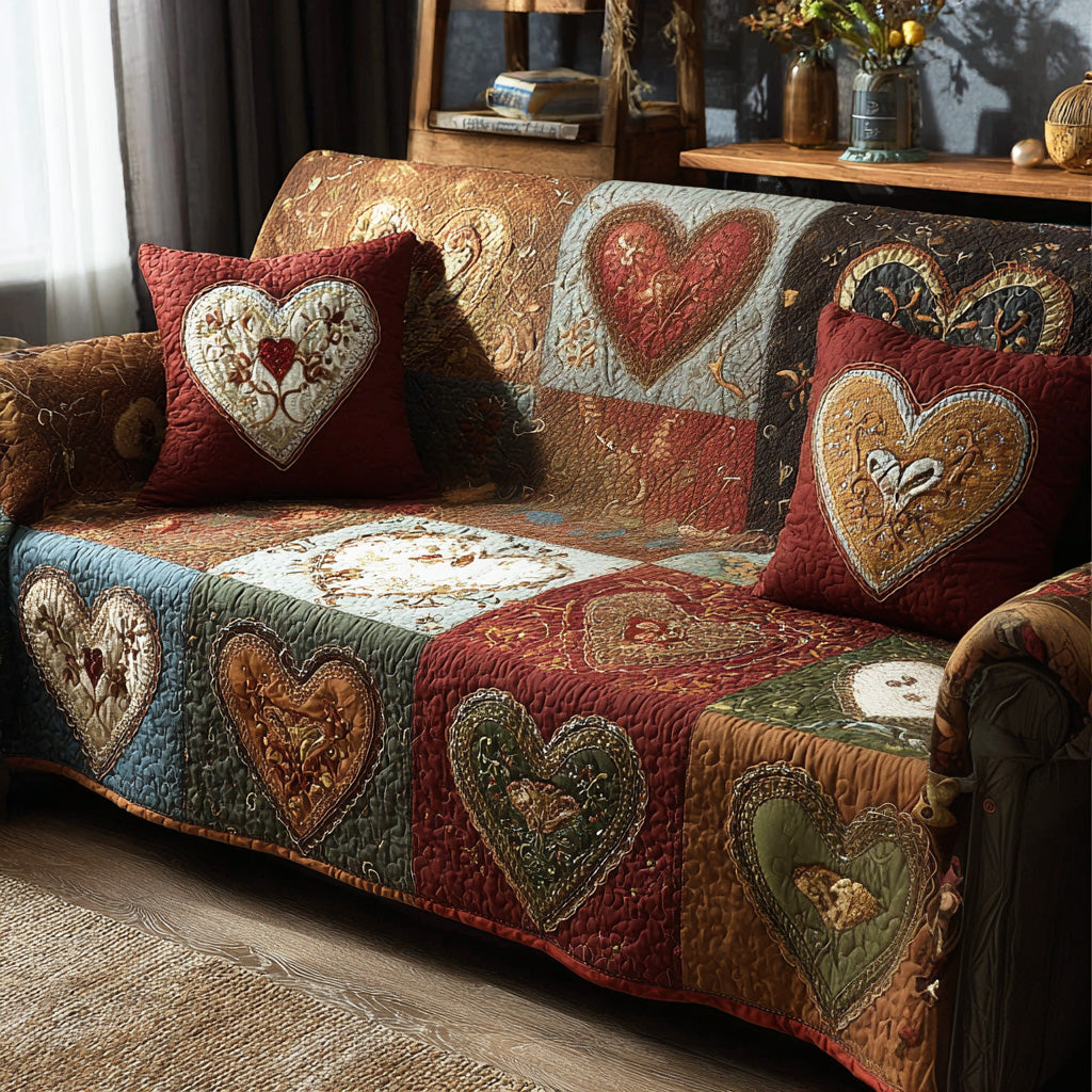 Rustic Embrace Quilted Sofa Cover NCU0NTD1252