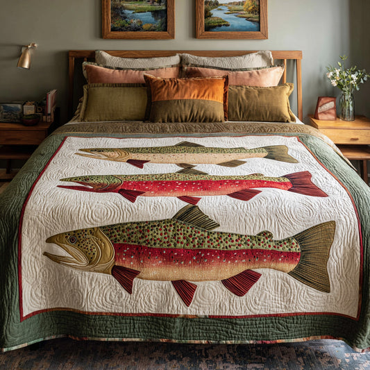 Rustic Fish Collage Quilted Blanket NCU0LDH830
