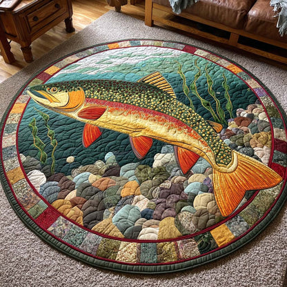 Rustic Fishing Quilted Round Mat NCU0NNT1926