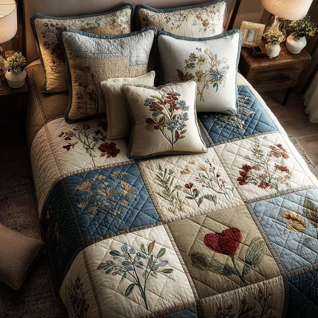 Rustic Florals 3-Piece Quilted Bedding Set NCU0DQQ0277