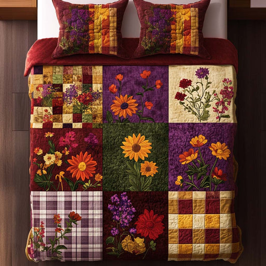Rustic Flower Days 3-Piece Quilted Bedding Set NCU0NNT939