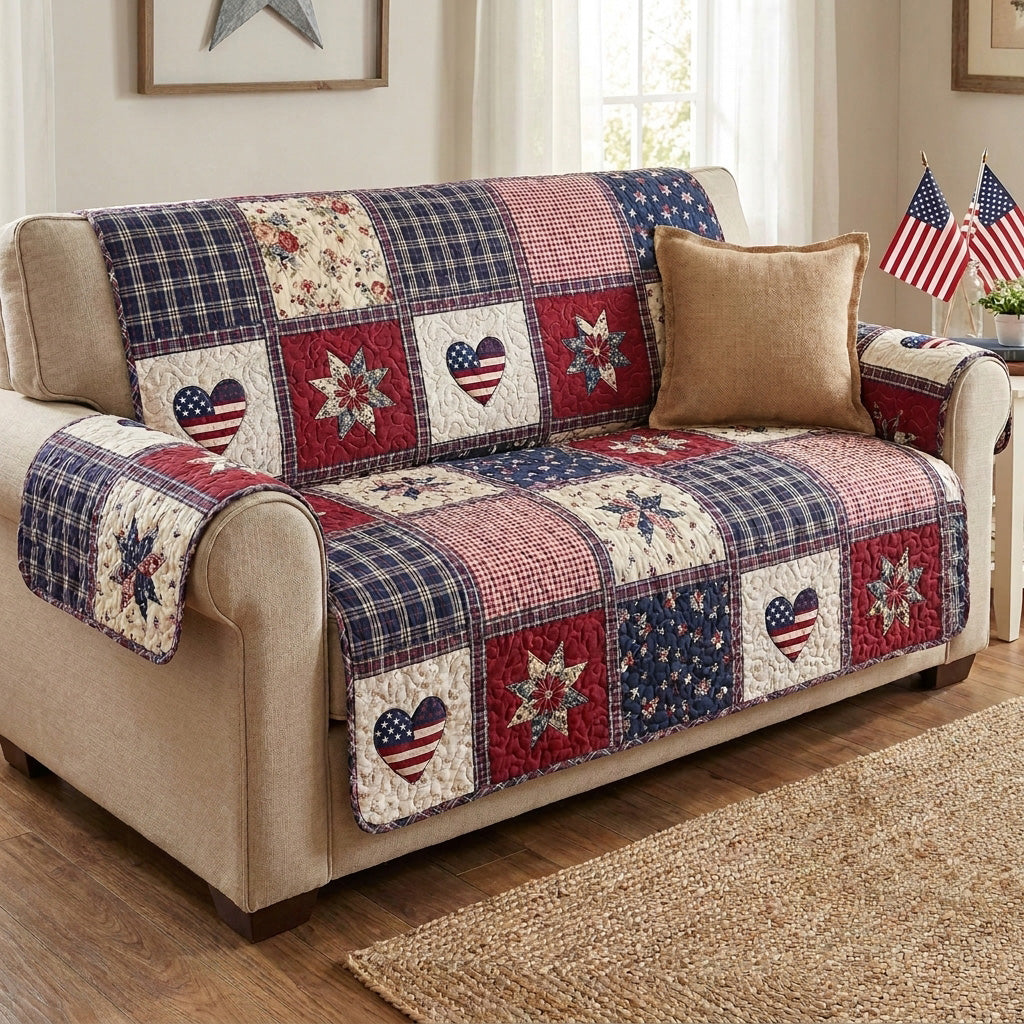 Rustic Freedom Quilted Sofa Cover NCU0NTV1084