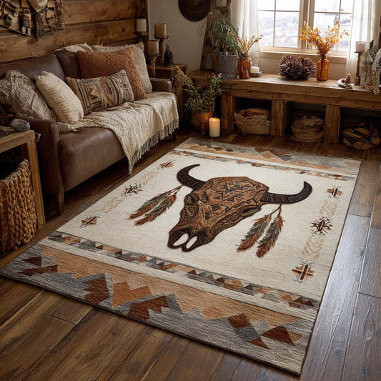 Rustic Frontier Steer Area Rug NCU0NXD1217